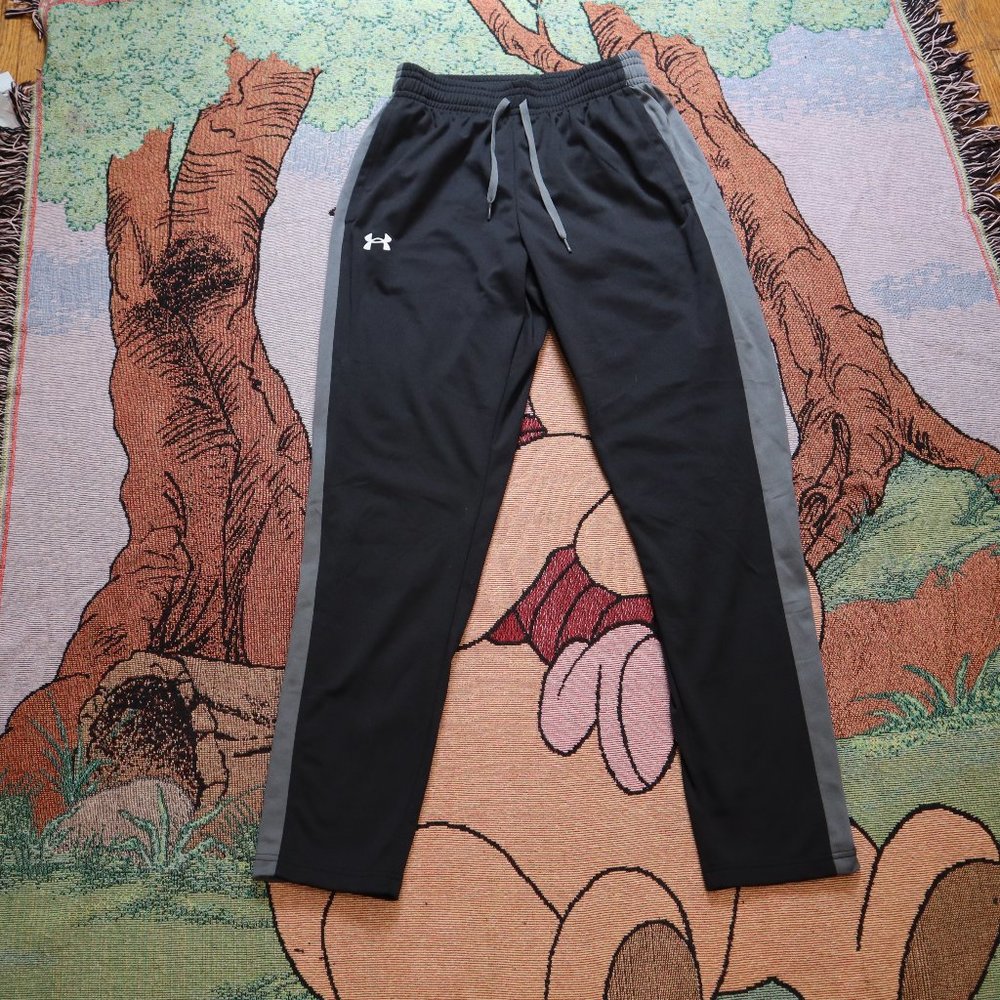 Under Armour Sweatpants Men's Size Medium Side Graphic Black and Grey Slim 28x31